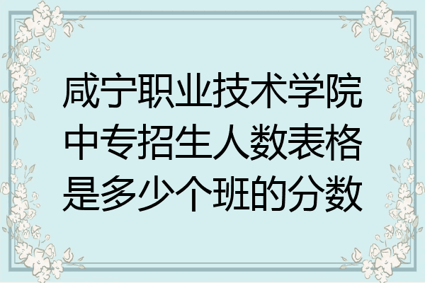 咸宁职业技术学院中专招生人数表格是多少个班的分数