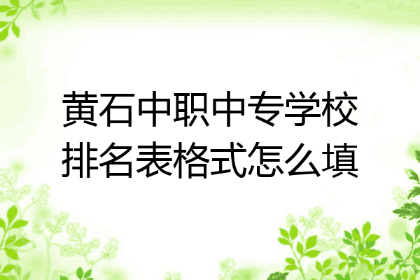 黄石中职中专学校排名表格式怎么填