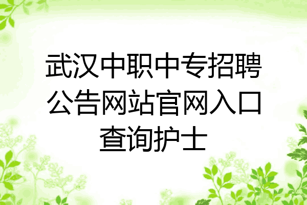 武汉中职中专招聘公告网站官网入口查询护士