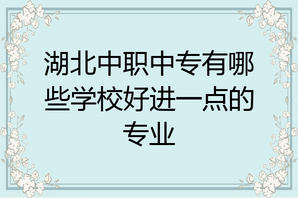湖北中职中专有哪些学校好进一点的专业