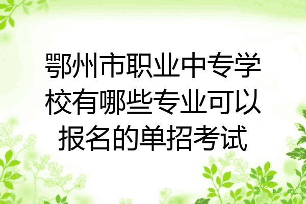 鄂州市职业中专学校有哪些专业可以报名的单招考试