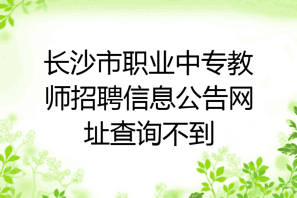 长沙市职业中专教师招聘信息公告网址查询不到