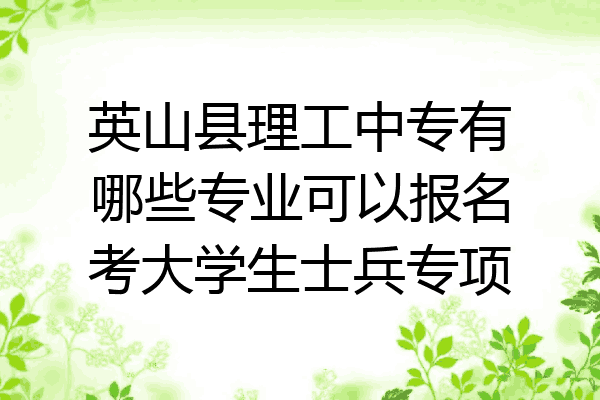 英山县理工中专有哪些专业可以报名考大学生士兵专项