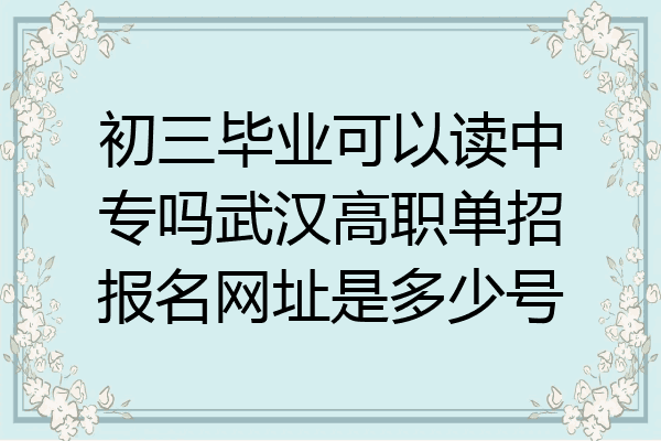 初三毕业可以读中专吗武汉高职单招报名网址是多少号