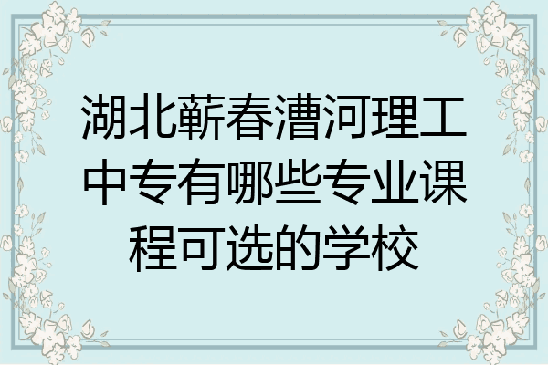 湖北蕲春漕河理工中专有哪些专业课程可选的学校