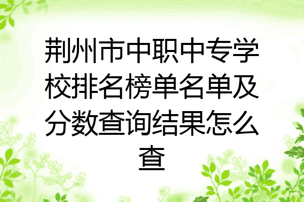 荆州市中职中专学校排名榜单名单及分数查询结果怎么查