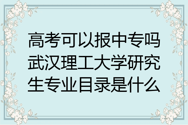 高考可以报中专吗武汉理工大学研究生专业目录是什么