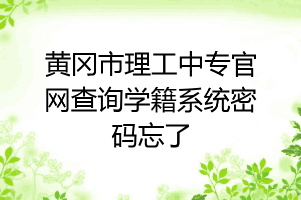 黄冈市理工中专官网查询学籍系统密码忘了