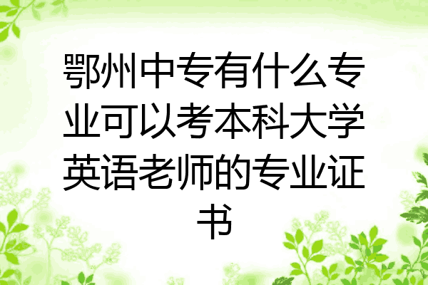 鄂州中专有什么专业可以考本科大学英语老师的专业证书
