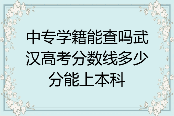中专学籍能查吗武汉高考分数线多少分能上本科
