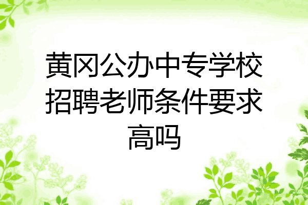 黄冈公办中专学校招聘老师条件要求高吗
