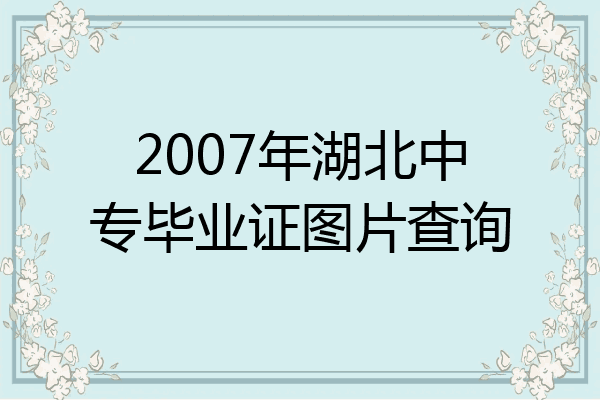2007年湖北中专毕业证图片查询