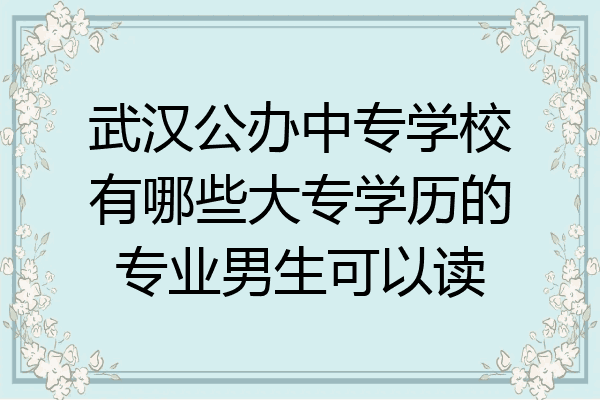 武汉公办中专学校有哪些大专学历的专业男生可以读