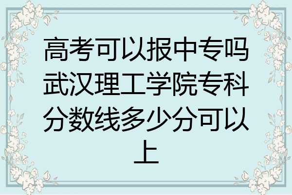高考可以报中专吗武汉理工学院专科分数线多少分可以上
