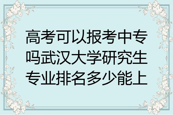 高考可以报考中专吗武汉大学研究生专业排名多少能上