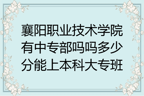 襄阳职业技术学院有中专部吗吗多少分能上本科大专班