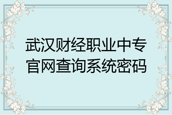 武汉财经职业中专官网查询系统密码