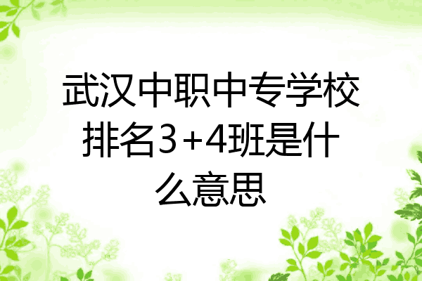武汉中职中专学校排名3+4班是什么意思