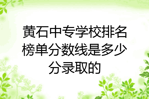 黄石中专学校排名榜单分数线是多少分录取的