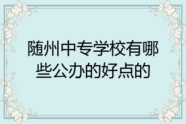 随州中专学校有哪些公办的好点的