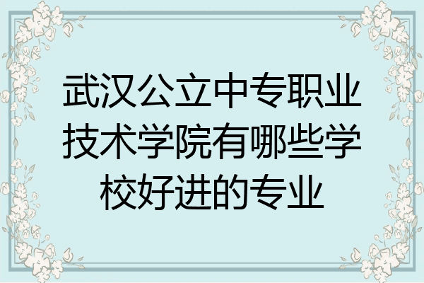 武汉公立中专职业技术学院有哪些学校好进的专业