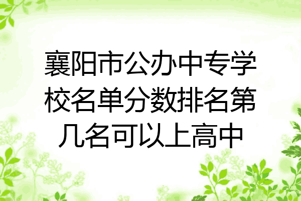 襄阳市公办中专学校名单分数排名第几名可以上高中