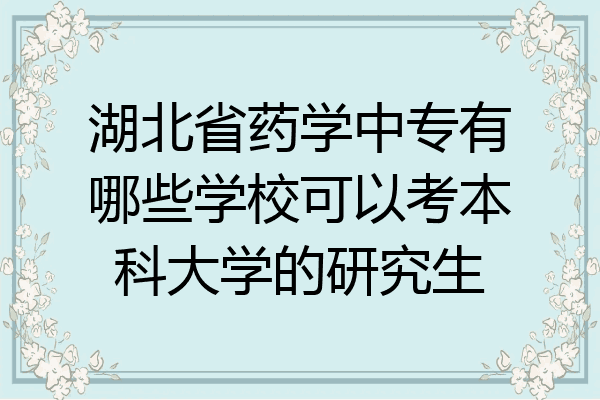 湖北省药学中专有哪些学校可以考本科大学的研究生