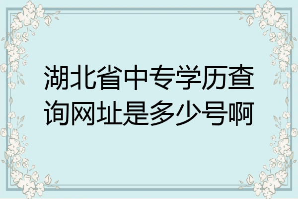 湖北省中专学历查询网址是多少号啊