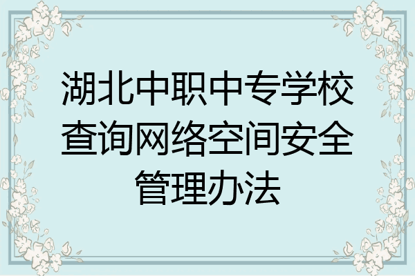 湖北中职中专学校查询网络空间安全管理办法