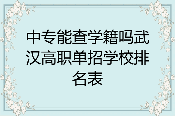 中专能查学籍吗武汉高职单招学校排名表