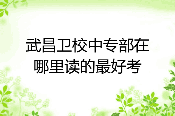 武昌卫校中专部在哪里读的最好考