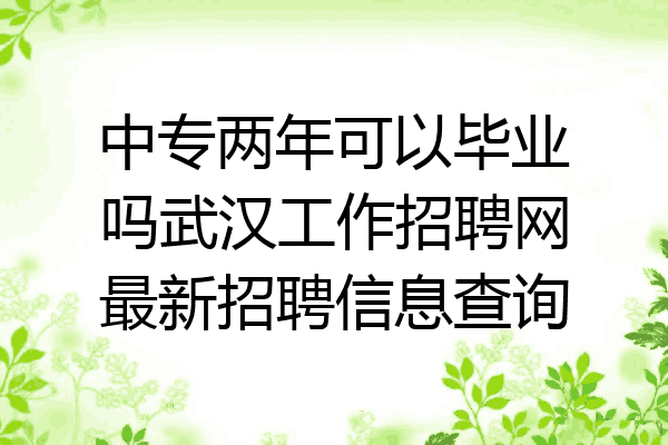 中专两年可以毕业吗武汉工作招聘网最新招聘信息查询