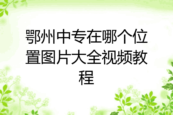 鄂州中专在哪个位置图片大全视频教程