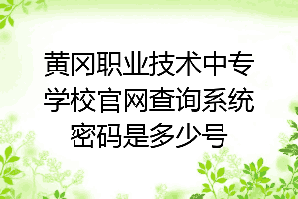 黄冈职业技术中专学校官网查询系统密码是多少号