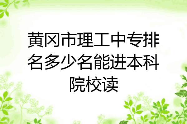 黄冈市理工中专排名多少名能进本科院校读