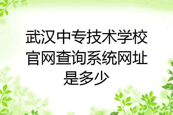 武汉中专技术学校官网查询系统网址是多少