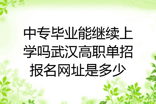 中专毕业能继续上学吗武汉高职单招报名网址是多少