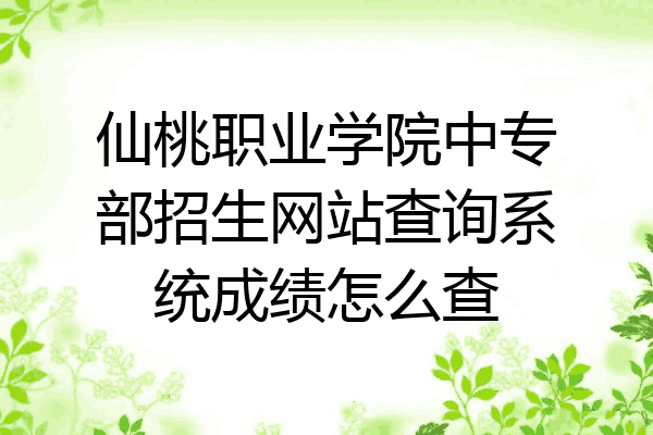 仙桃职业学院中专部招生网站查询系统成绩怎么查