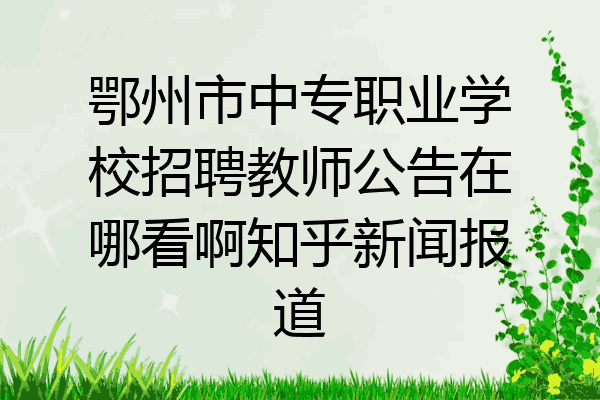 鄂州市中专职业学校招聘教师公告在哪看啊知乎新闻报道