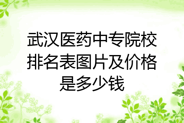 武汉医药中专院校排名表图片及价格是多少钱