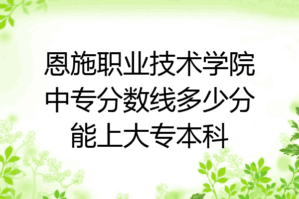 恩施职业技术学院中专分数线多少分能上大专本科