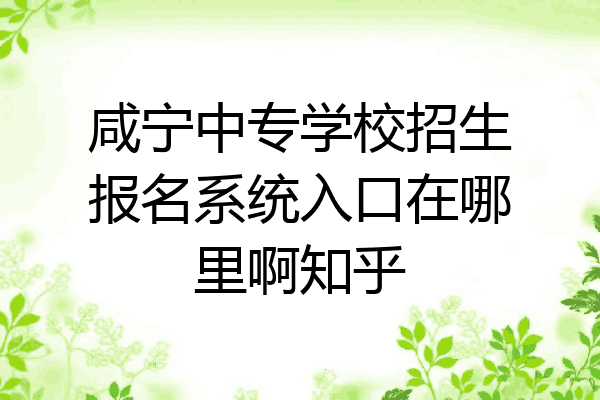 咸宁中专学校招生报名系统入口在哪里啊知乎