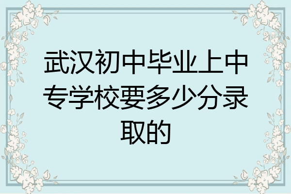武汉初中毕业上中专学校要多少分录取的