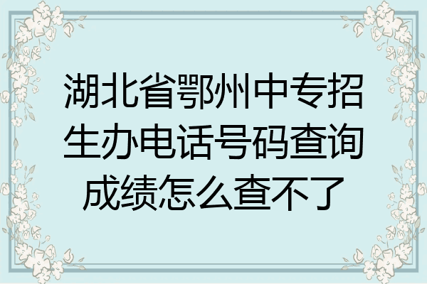 湖北省鄂州中专招生办电话号码查询成绩怎么查不了