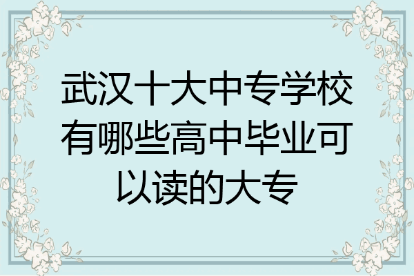 武汉十大中专学校有哪些高中毕业可以读的大专