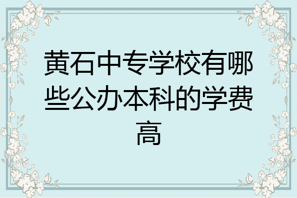 黄石中专学校有哪些公办本科的学费高