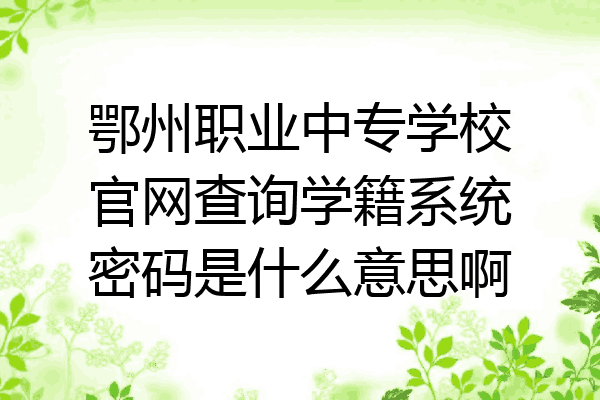 鄂州职业中专学校官网查询学籍系统密码是什么意思啊