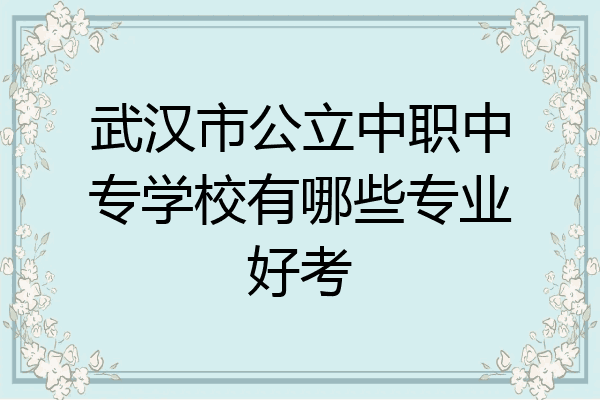 武汉市公立中职中专学校有哪些专业好考