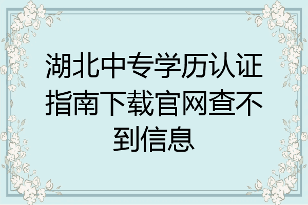 湖北中专学历认证指南下载官网查不到信息