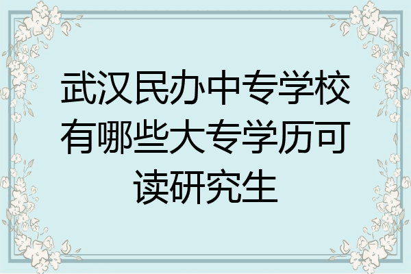 武汉民办中专学校有哪些大专学历可读研究生